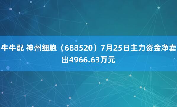 牛牛配 神州细胞（688520）7月25日主力资金净卖出4966.63万元